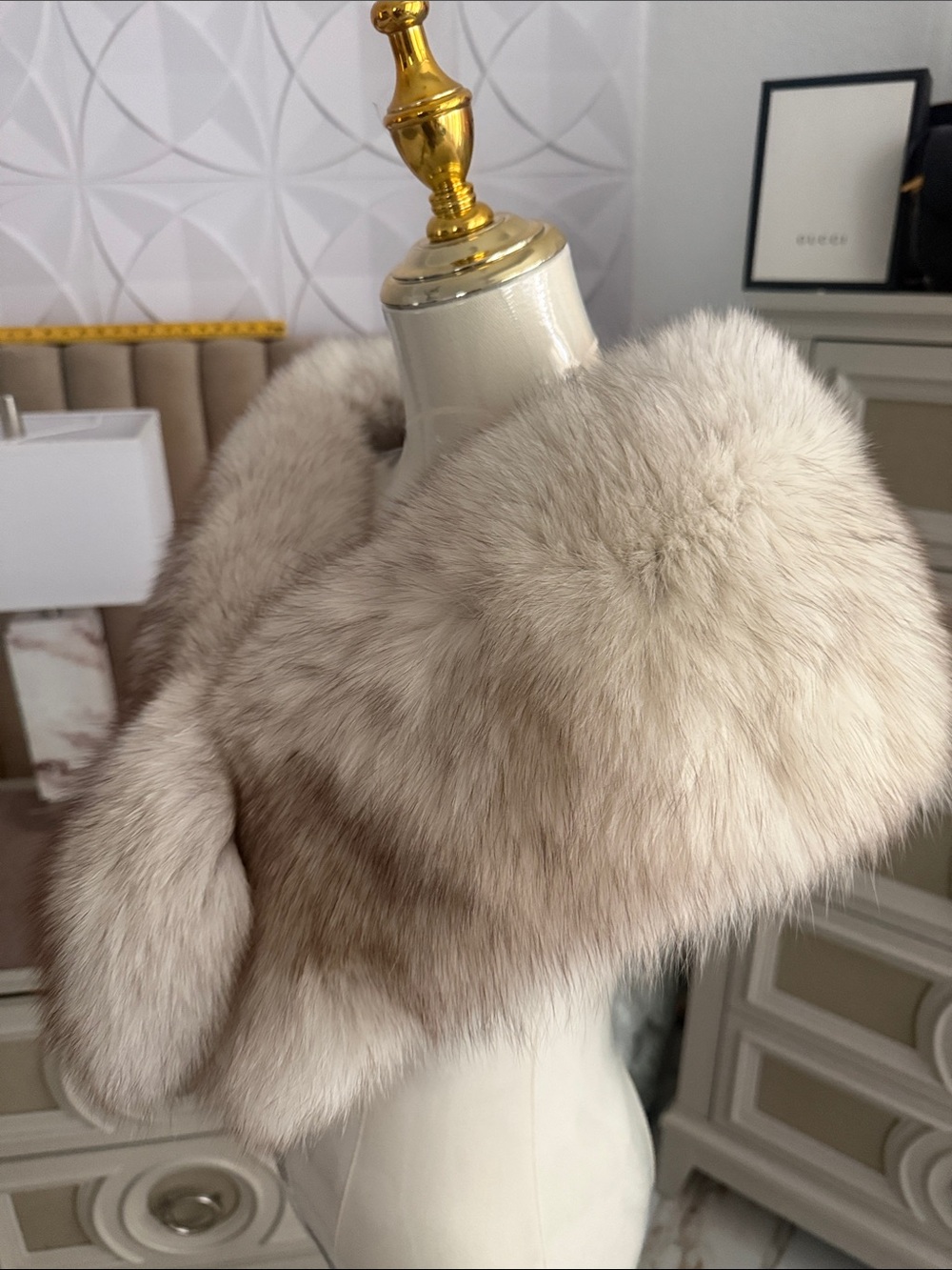 Saga fox fur stole wrap blue fox